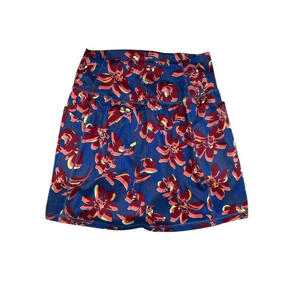 Athleta Salutation Stash 16 1/2" Skort XS Floral Print Activewear Blue & Red - Picture 2 of 7